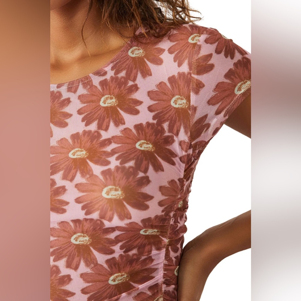 Free People Keep It Simple Mesh Baby Tee in Sweet Combo - Picture 4 of 8